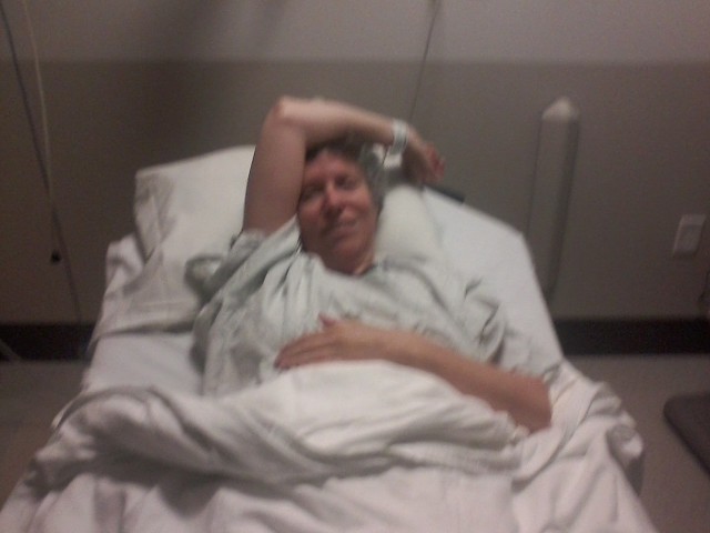 Before the surgery. Phone picture is blurry, but my head still wasn't. I just wanted to get on with it already!